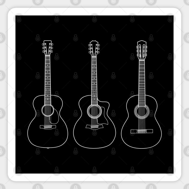 Acoustic Guitar Collection Outline Dark Theme Magnet by nightsworthy